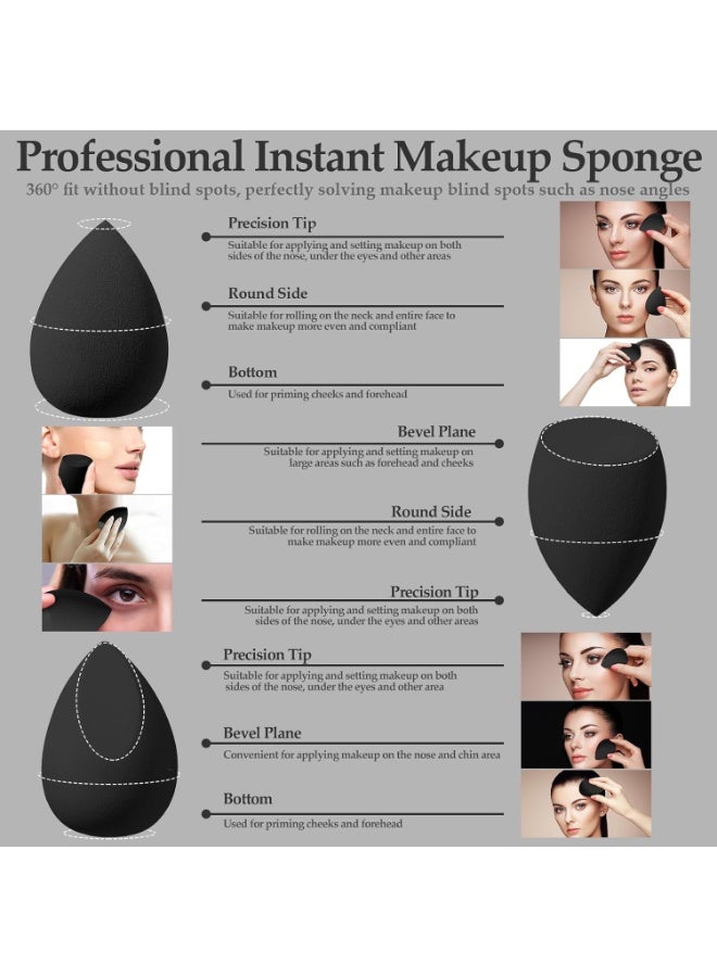 MiMi & BeiBei 15Pcs Makeup Sponge Set Black Beauty Blender Sponge for Foundation Blending with 6Pcs Triangle Powder Puff, 3Pcs Mini Makeup Sponges & 3Pcs Foundation Mini Make Up Sponge Puffs - Image 4